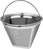 #4 Reusable Permanent Cone Coffee Filters, 8~12 Cup Size 4 Coffee Filters, Perfect Fit for Cuisinart Hamilton Beach Coffee Maker Filter, Replace Cuisinart GTF Gold Tone Coffee Filters