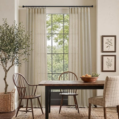 Burlywood Birch Natural Linen Curtains 92 Inch Length 2 Panels Set Back Tab - Image 2