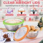 Colorful Mixing Bowl Set of 6 for Kitchen, Large Stainless Steel Metal Nesting Mixing Bowls with Airtight Lids, Non Slip - Size 1, 1.5, 2, 2.6, 3.5, 7QT