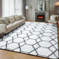 Area Rugs for Living Room, 5x8 Fluffy White and Grey Bedroom Geometric Rug | by ONASAR