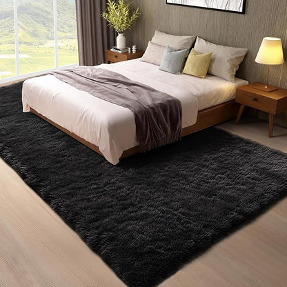 Ophanie 7x9 Black Rugs for Living Room, LargeFluffy Shag Fuzzy Plush Soft - Image 3