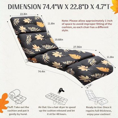 EverPine Outdoor Chaise Lounge Chair Cushion 74.4 x 22.8 x 4.7 Inch, Patio - Image 2