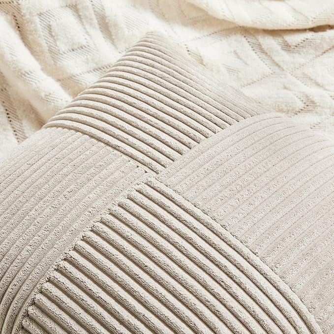 Fancy Homi 2 Packs Neutral Taupe Long Lumbar Decorative Throw Pillow Covers - Image 3