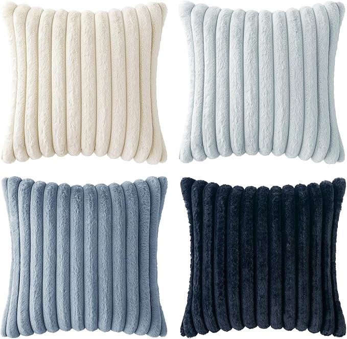 MIULEE Faux Fur Plush Decorative Throw Pillow Covers 20x20, Soft Coastal Modern - Image 7