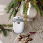 DOMICARE Stainless Steel Wine Tumbler Bulk with Lid, Personalized White Insulated Tumblers Set, 12oz Travel Coffee Cups Pack of 1