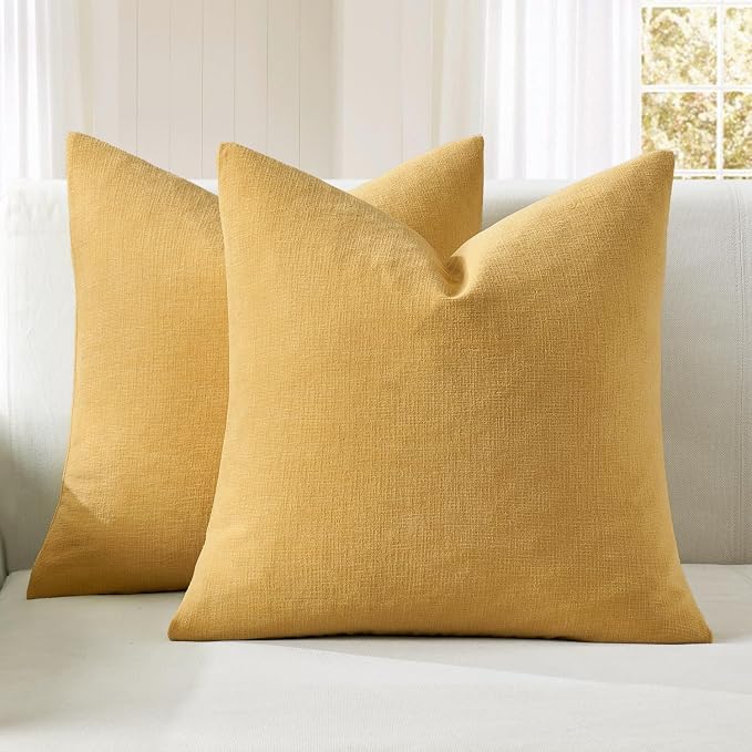 MIULEE Gold Chenille Couch Throw Pillow Covers, 18x18 | Set of 2, Soft by MIULEE
