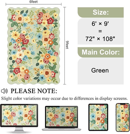 DUKINO 6x9 Area Rugs, Floral Washable Rug - Image 2