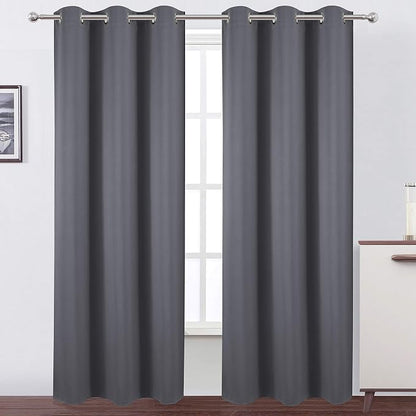 Blackout Curtains 42 x 95 inch/Dark Grey Curtains Set of 2 Panels/Thermal by Lemomo
