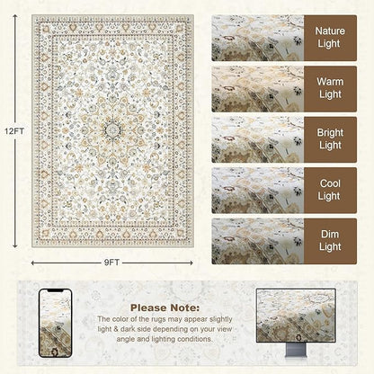 9x12 Area Rugs Living Room: Washable Vintage Rug - Image 2