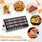 2 Pack 12-Channel Digital Kitchen Timer, Commercial Cooking Timer with Loud Alarm, Large LCD Display, for Restaurants, Baking, Labs, Multiple Independent Countdown Timers