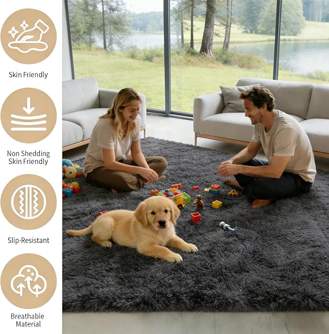 6x9 Area Rug Fluffy Shaggy - Image 3