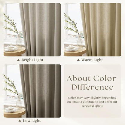 Extra Wide 100x90 Inch Curtains Linen Textured Burlywood Birch | Light - Image 4