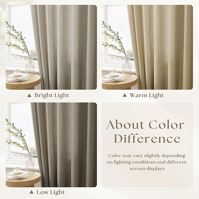 Extra Wide Pinch Pleat Curtains 108 Inches Long 100 Inch Wide Linen | Semi Sheer - Image 3