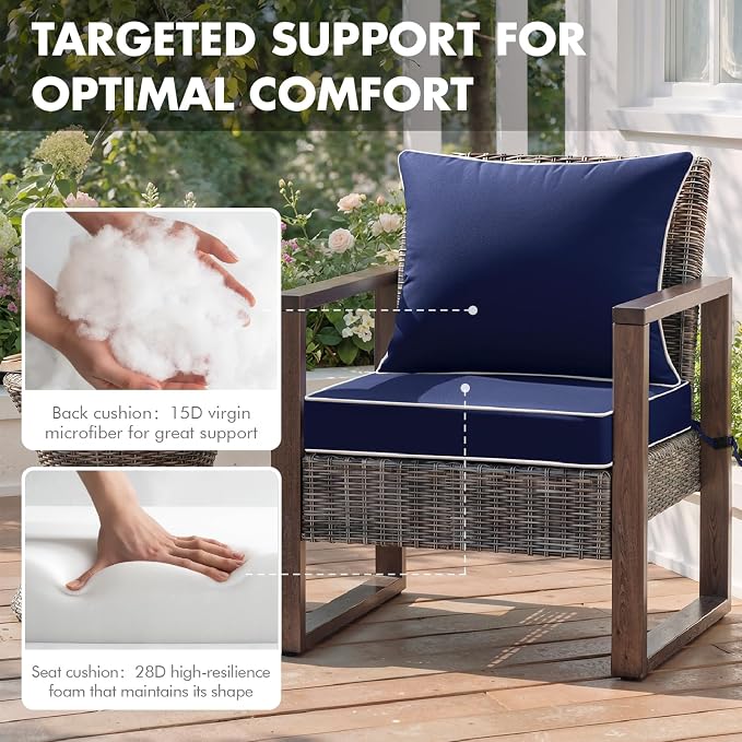 MIULEE Navy Outdoor Seat Cushion 22x22 Inch Waterproof & 3 Year Fade Resistant - Image 6