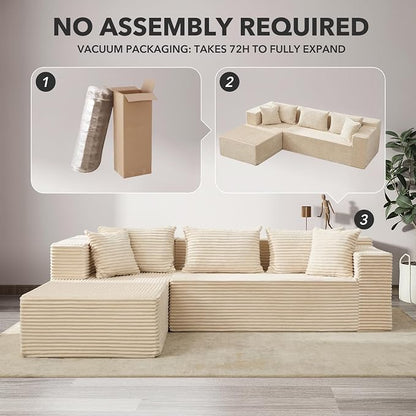 Hetoy Oversized L Shape Modular Sofa, Soft Modular Sectional Couch - Image 3