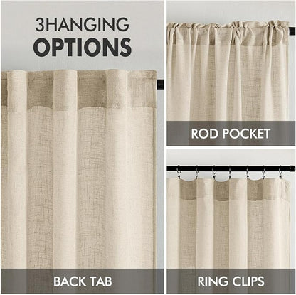 MIULEE Short Linen Curtains 52x45 Inch Length 2 Panels - Image 3
