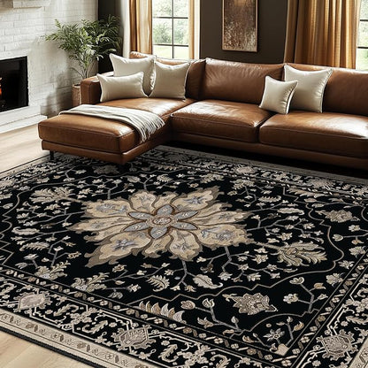 RELEANY Washable Area Rug, Water Repellent, Pet Friendly, Vintage Floral Boho by RELEANY