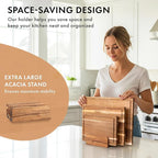 Acacia Wood Cutting Board for Kitchen, Non-Toxic Cutting Board Set of 3, Chopping Boards with Deep Juice Groove for Meat, Cheese & Vegetables - Durable & Double sided with serving Compartments