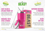 Beast 40 oz Tumbler Stainless Steel Vacuum Insulated Coffee Ice Cup Double Wall Travel Flask (Cupcake Pink)