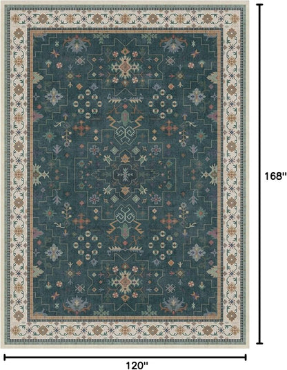 Dark Green Oushak Living Room Rug 10x14 - Image 2