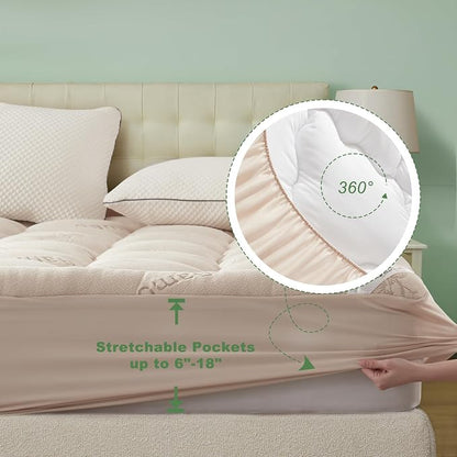 BEDLORE Queen Mattress Topper Viscose Derived from Bamboo, Thick Pillow Top - Image 6