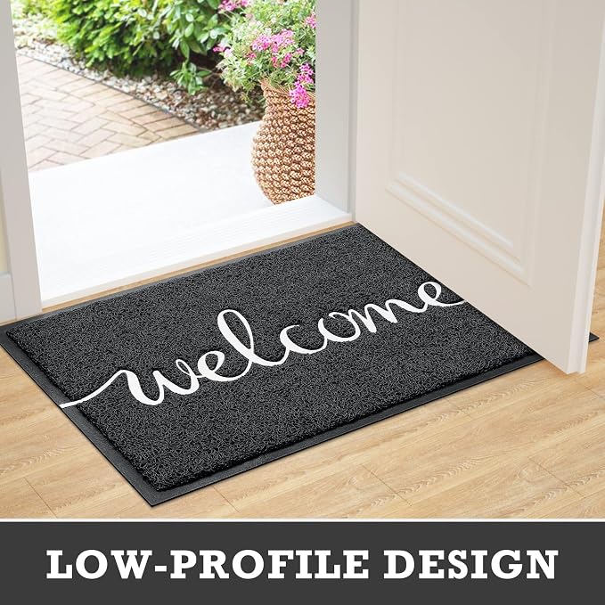 Black Door Mat Welcome Mats Outdoor Indoor Doormat - Image 7