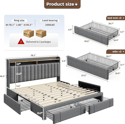 EnHomee Upholstered King Size Bed Frame - Image 2