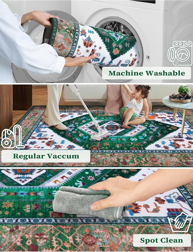 SERISSA 2x5 Washable Non Slip Boho Runner Rug - Image 2