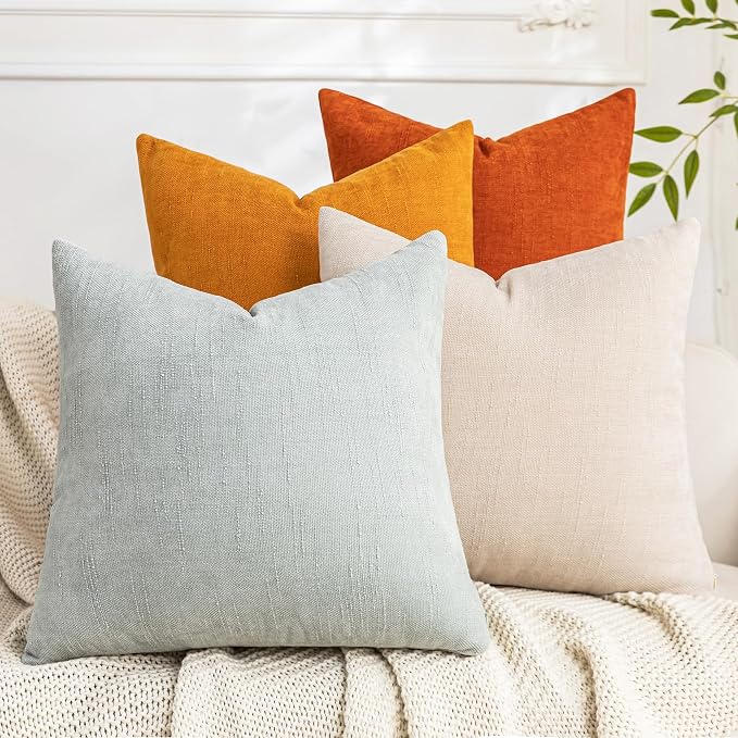 Set of 4 Soft Textured Decorative Throw Pillow Covers 24x24 Inch Cozy Farmhouse by Cozoomy