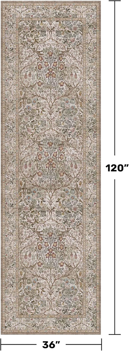 Moss Green 3x10 ft Extra Long Wide Runner Rug - Image 2