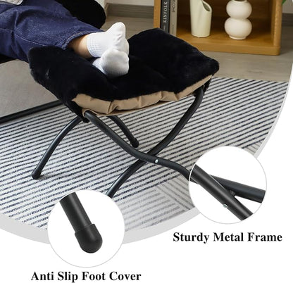 15" Folding Ottoman, Foldable Footrest Stool, Small Foot Stool - Image 7