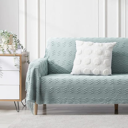 BOURINA Aqua Throw Blanket 50 x90 Inches Throw Textured Solid Soft Sofa Throw - Image 2