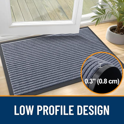 OLANLY 2-Pack Front Door Mats 71x23, Waterproof Heavy-Duty Doormats | Ash Grey - Image 4