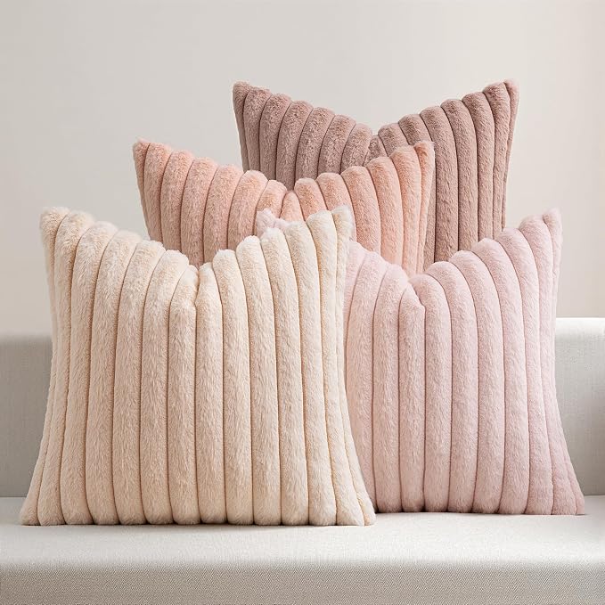 MIULEE Faux Fur Plush Euro Decorative Throw Pillow Covers 24x24, Soft Cute by MIULEE