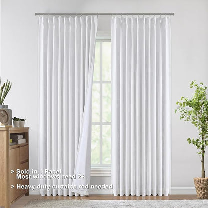 Vision Home White Pinch Pleated Full Blackout Curtains 60 inch Wide Thermal - Image 3