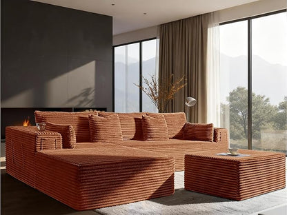 108" Cloud Sectional Couch, Comfort U Shaped Boneless Couch by VYUXWO