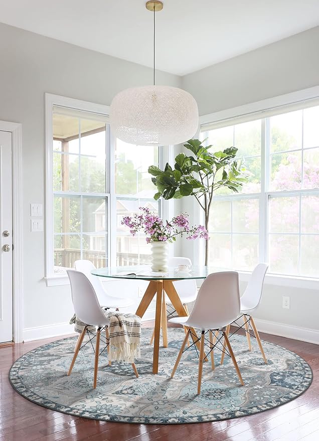 Lahome Moroccan Trellis Round Rug, Faux Wool, Machine Wash, Non-Slip Backing - Image 7
