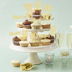 Gyufise 24Pcs 90th Birthday Cupcake Toppers Glitter Cheers to 90 Fabulous Ninety Vintage 1935 Cupcake Picks 90th Birthday Wedding Anniversary Party Cake Decorations Supplies Gold