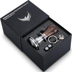 58mm Walnut Espresso Accessories Set – Premium Barista Kit for All 58mm Espresso Machines – Includes Tamper, Tamping Station, Distributor, Knock Box & Dosing Funnel