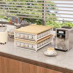 K Cup Organizer, Coffee Pod Holder Drawer, Under Brewer Storage Organizer with Sliding Drawer holds up to 35 K Cup Pods, No Assembly Needed, Natural colour