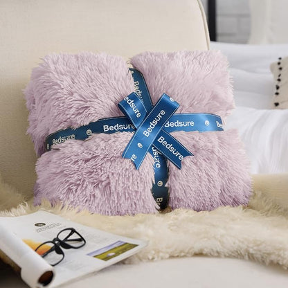 Bedsure GentleSoft Fluffy Lavender Purple Blankets Queen Size - Image 5