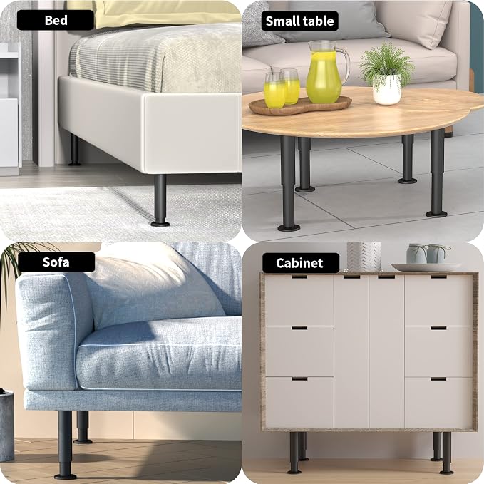 Wlrrcwdttc 4 Pcs Metal Adjustable Furniture Legs 3.15-4.72 inch, Adjustable - Image 5