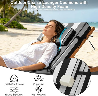 Chaise Lounge Cushions Outdoor 72x21x6 Inch, Fade Resistant 6'' Thicken Outdoor - Image 4