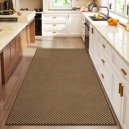 3x5 ft Area Rug Entryway Runner Kitchen Rugs Non Slip Dark Brown | Boho Woven - Image 3