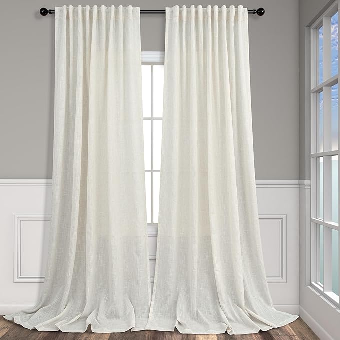 Pitalk 72 Inch Wide Curtains for Living Room 84 in Long 2 Panels Natural Linen by Pitalk