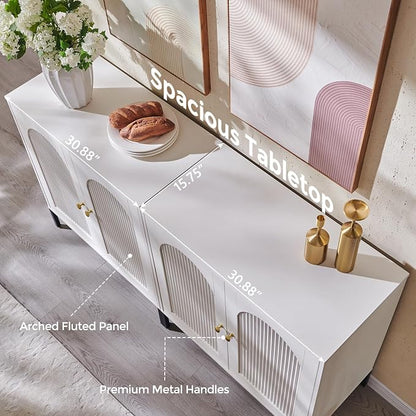 IFBUY Modern Sideboard Buffet Cabinet, 123.5" W Fluted Arched Buffet Cabinet - Image 6
