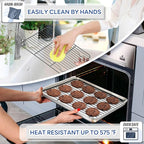 TeamFar Cooling Rack Set of 4, Stainless Steel Black Non-Stick Coated Various Size Wire Baking Roasting Rack for Baking Sheet Toaster Oven Pan, Non-Toxic & Non-Stick, Heavy Duty & Easy Clean