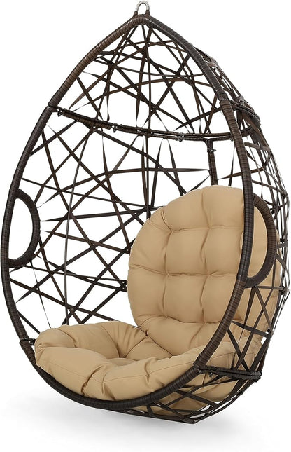 Christopher Knight Home Isaiah Indoor/Outdoor Wicker Tear Drop Hanging Chair - Image 7