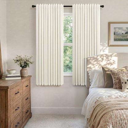 Cream Linen Blackout Curtains by Size 70 Inches Wide x 63 Inch Length Extra - Image 3