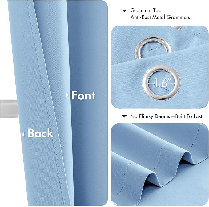 MIULEE Blackout Curtains for Bedroom 2 Panels 40 x 84 Inch Long Sky Blue | - Image 4